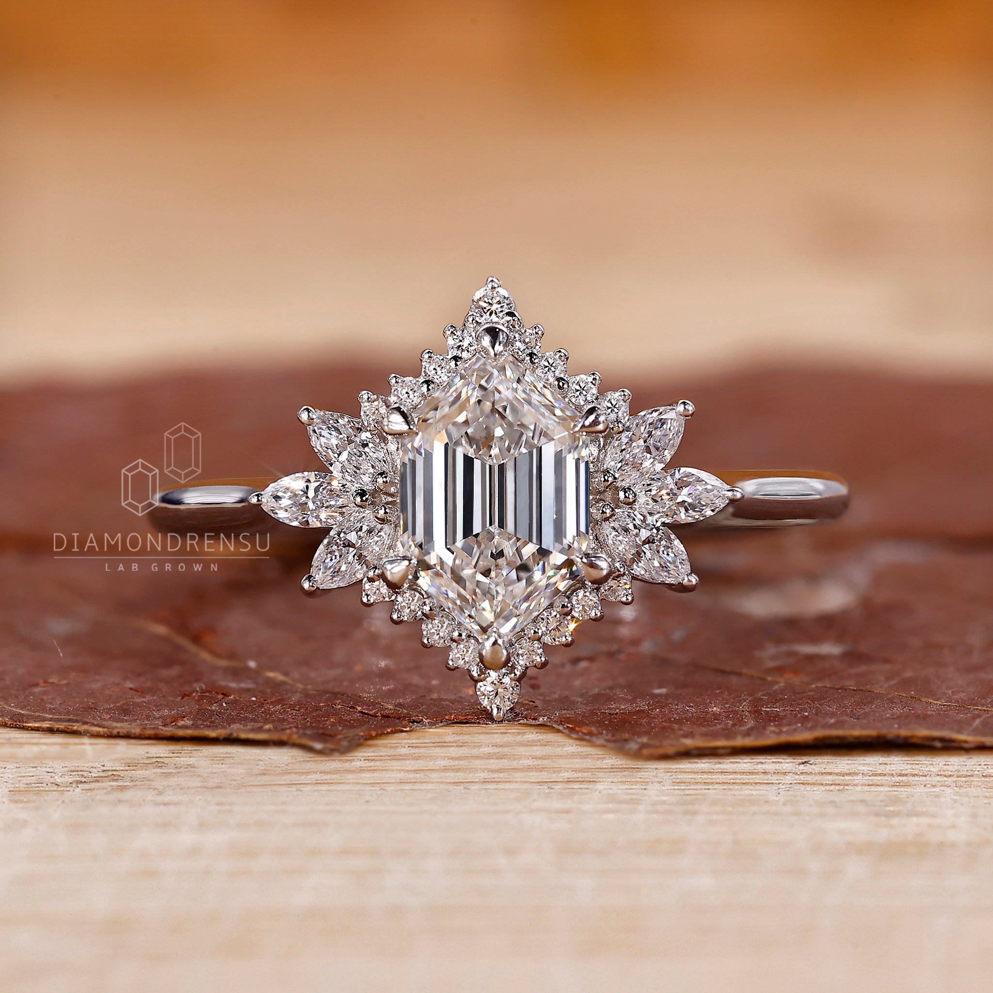 Cathedral setting engagement ring in white gold