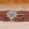Hexagon diamond engagement ring in white gold