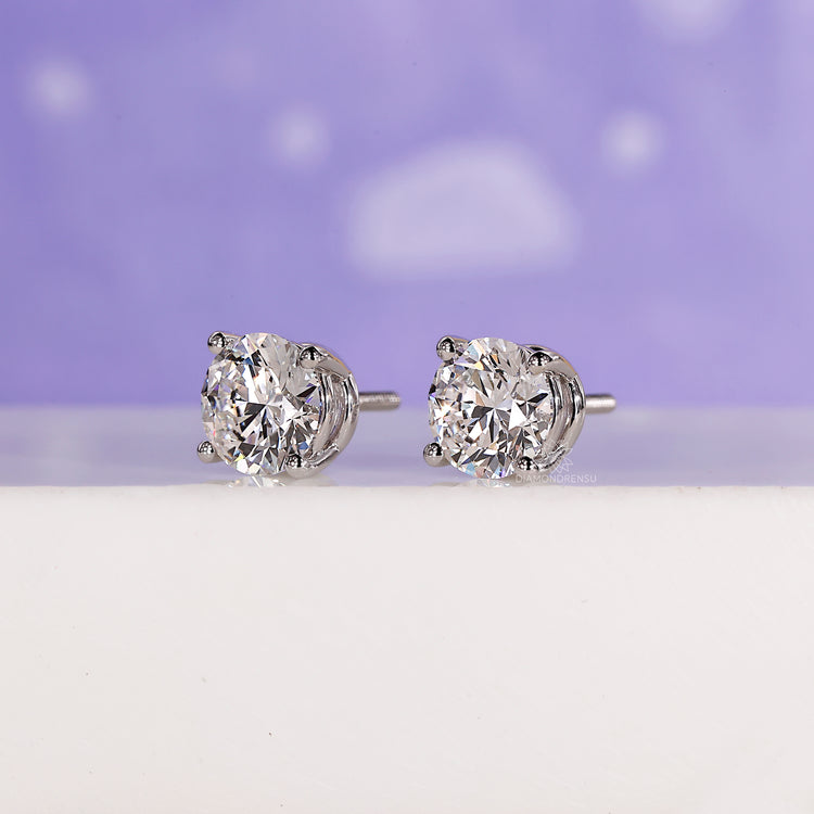 Lab grown 3 carat diamond earrings.