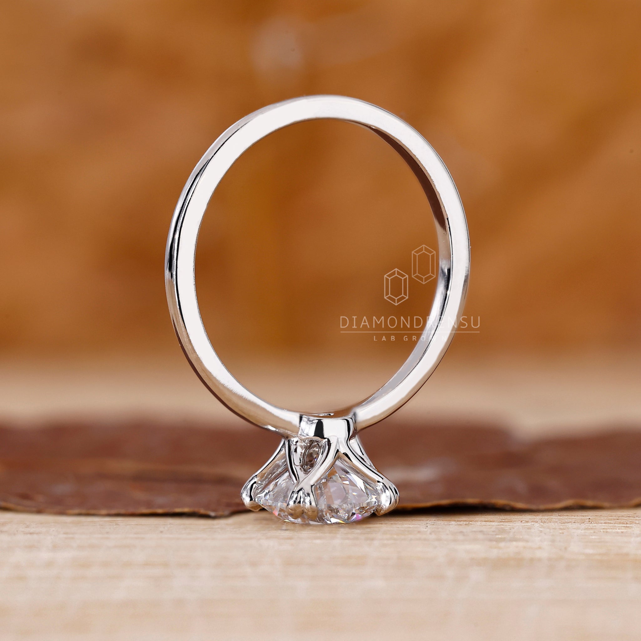 Lab grown diamond ring in tulip ring style.
