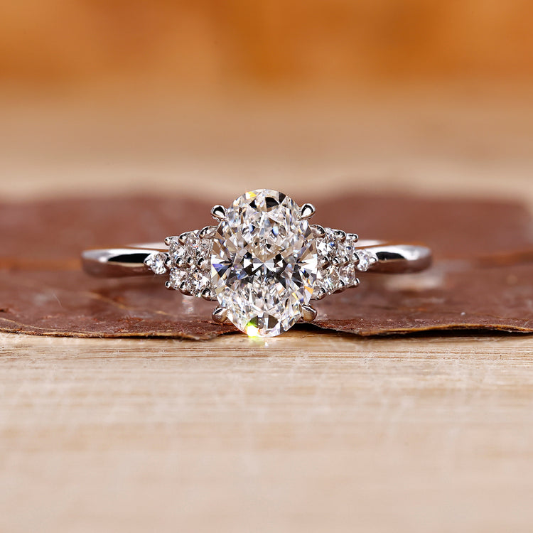 Oval diamond engagement ring in white gold