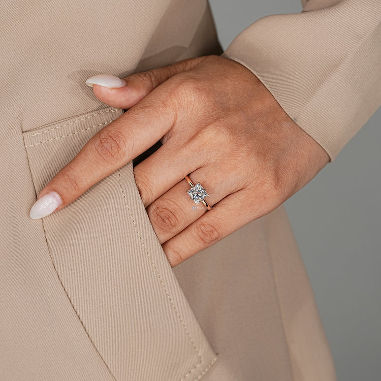 IGI certified lab grown princess cut diamond ring.