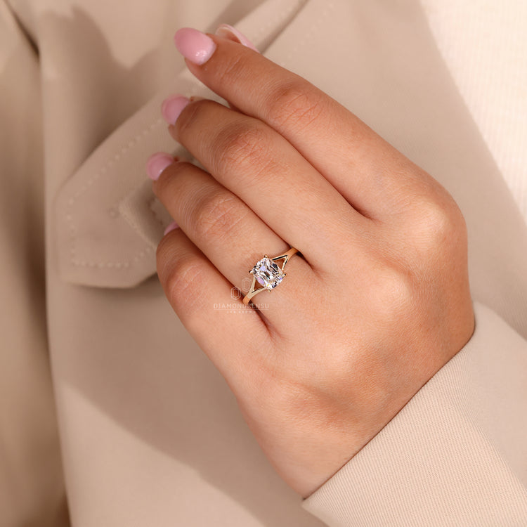 Solitaire Ring made using lab grown cushion cut diamond.