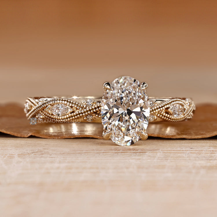 Lab grown diamond ring with round hidden halo.