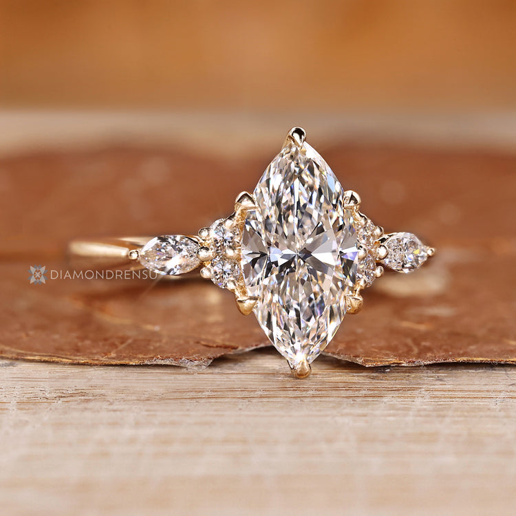 Marquise Engagement Ring In Tapered Shank