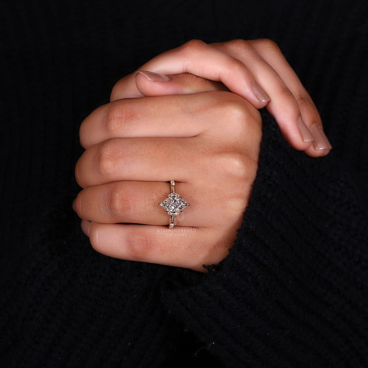 Handmade dutch marquise ring with milgrain and claw prongs.