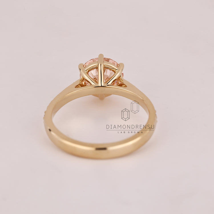 Handmade lab grown diamond ring with round diamonds.