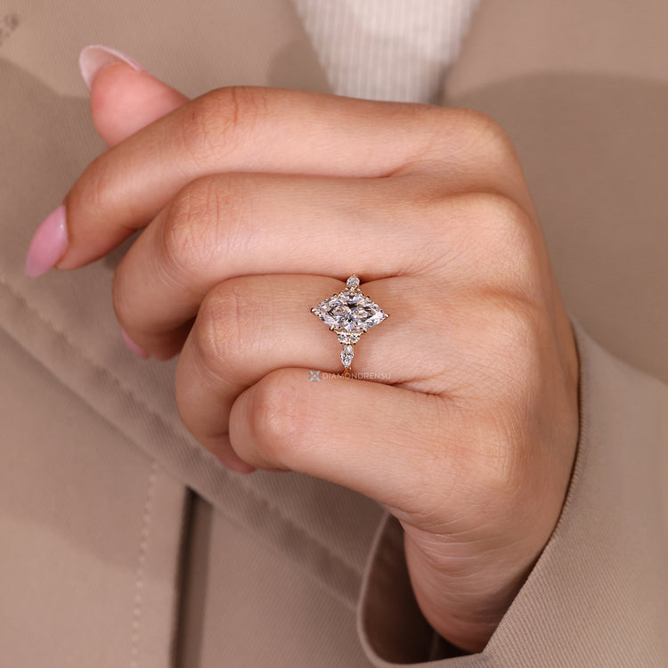 Marquise Engagement Ring In Tapered Shank