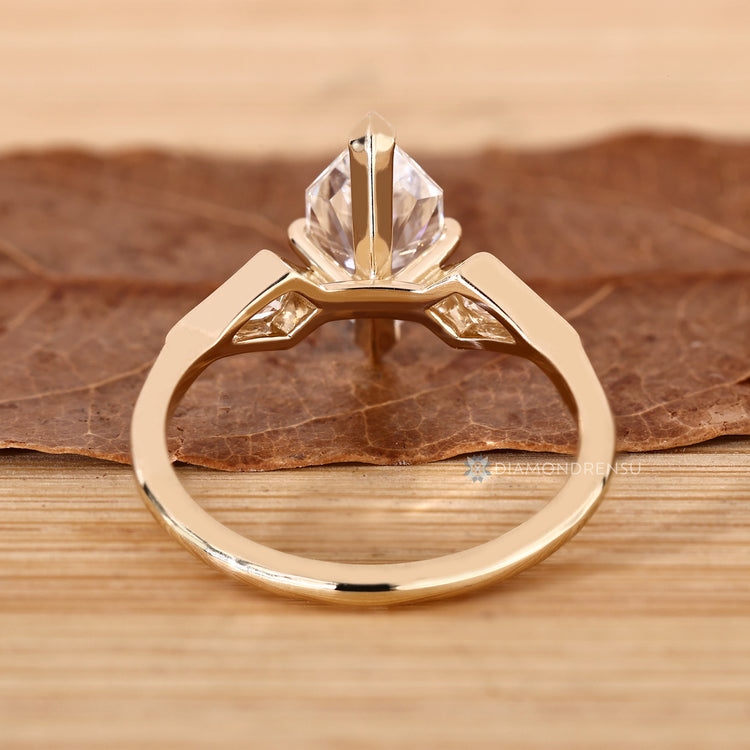 Handmade lab grown diamond ring with bezel setting.