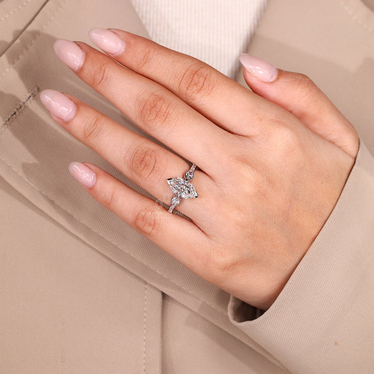 IGI certified lab grown diamond marquise engagement ring