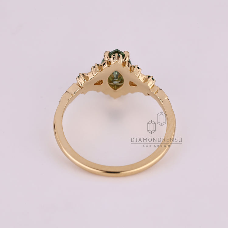 Handmade lab grown diamond ring with vintage style.