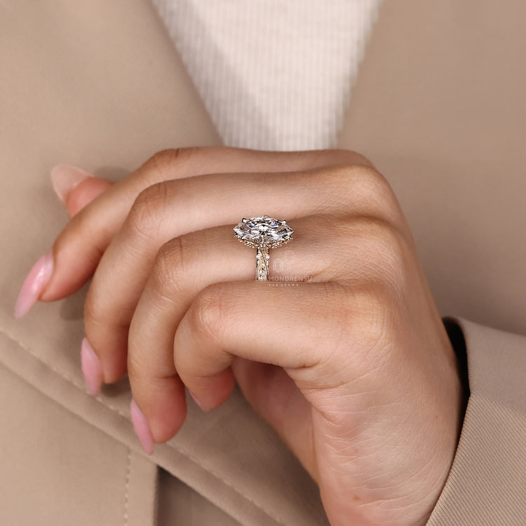 Marquise Engagement Ring in Vintage Style