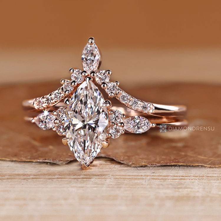 Lab grown diamond bridal set with curvy band.