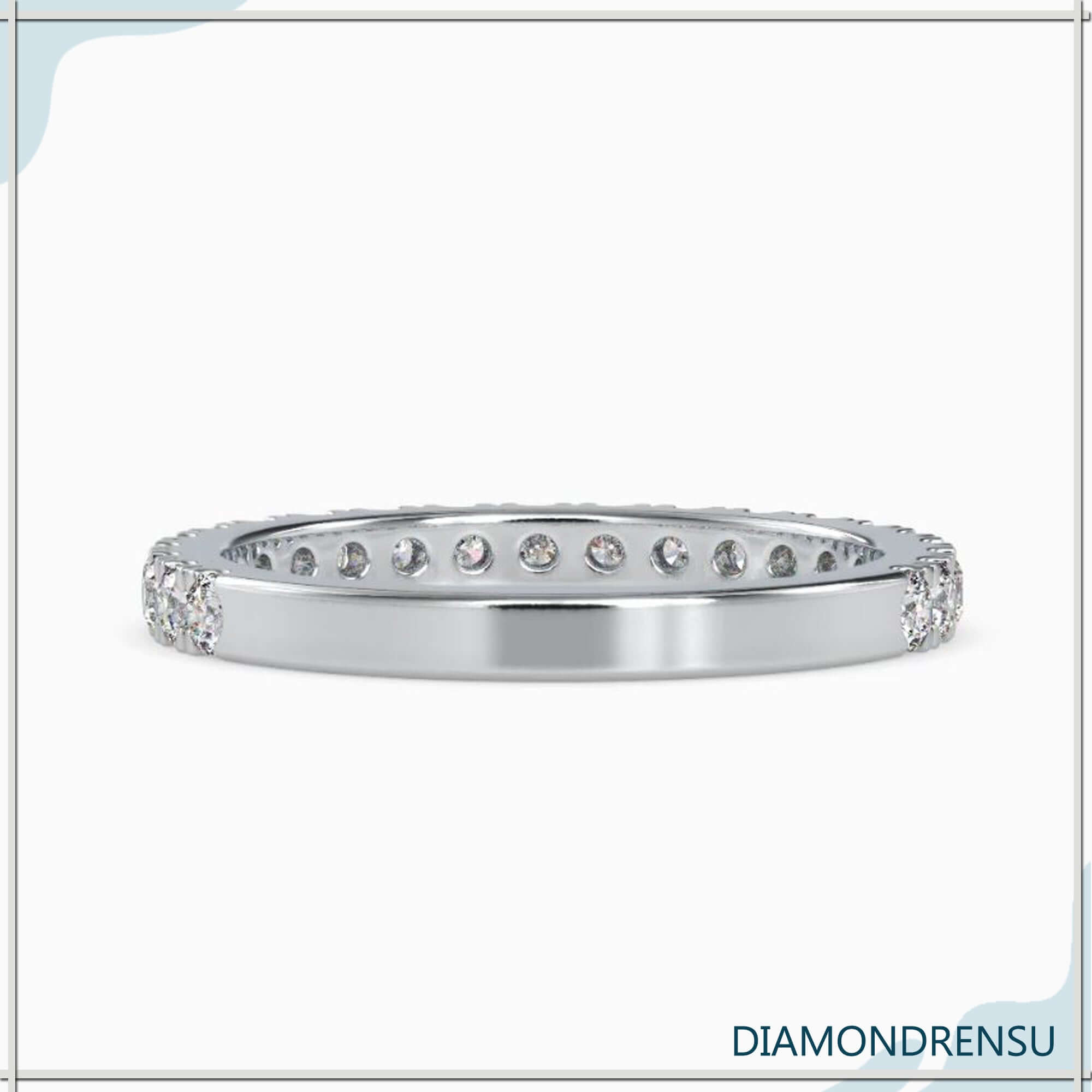 Handmade jewellery band with 3/4 diamond coverage in gold.