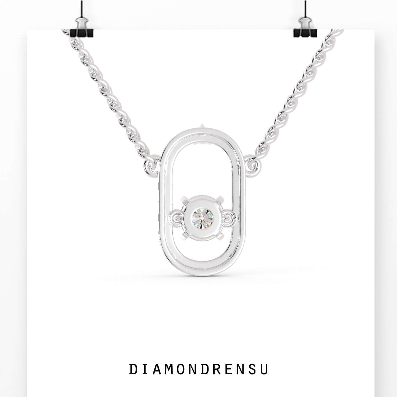 Handmade white gold pendant with 2 round lab grown diamonds.