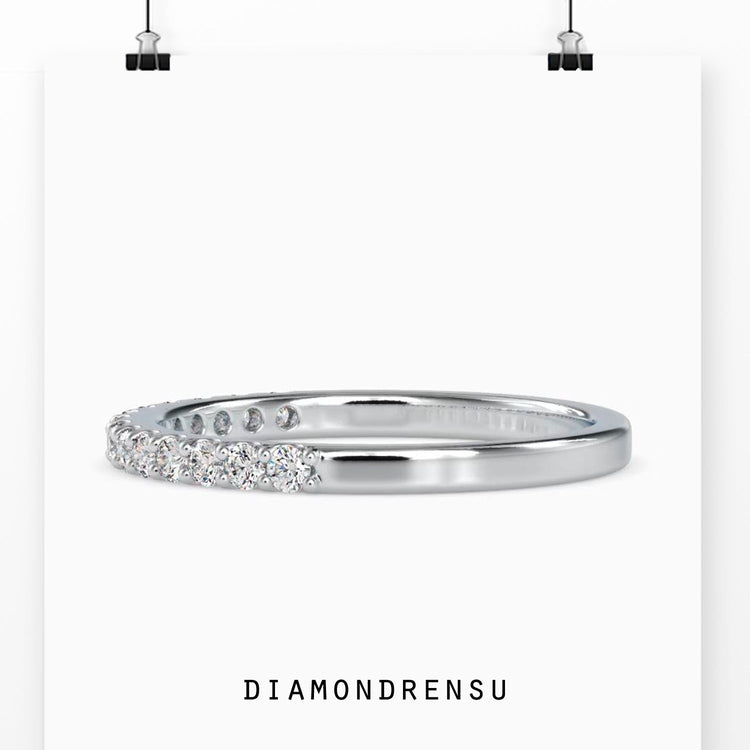 Buy lab grown diamond wedding band in white gold.