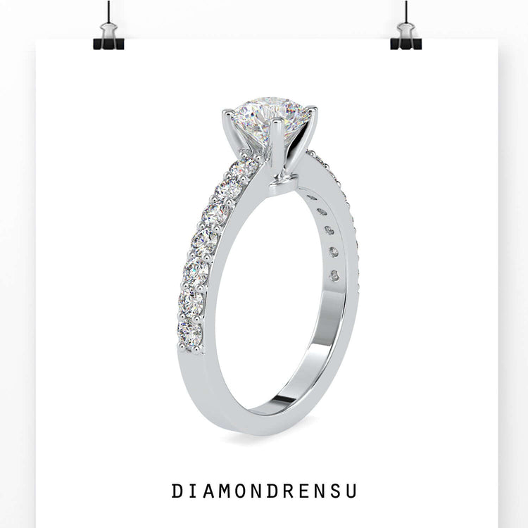 Round cut pave band ring crafted from handmade jewellery.