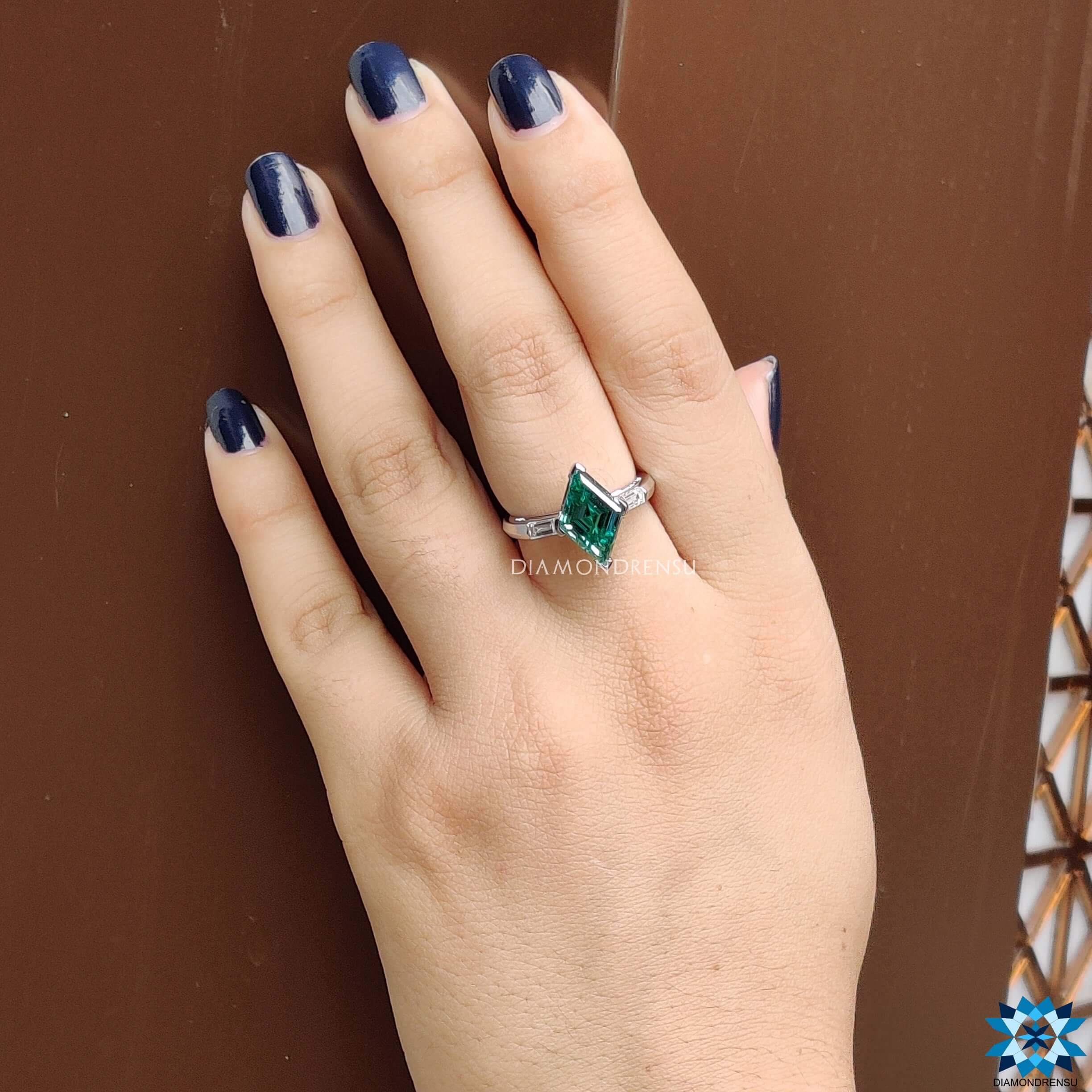 Lozenge Cut Engagement Ring Moissanite Engagement Ring