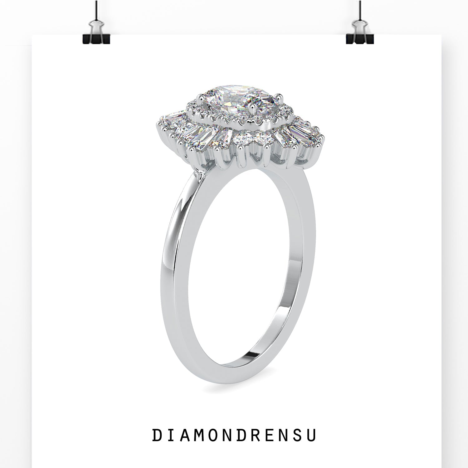 Yellow gold diamond ring with round prong setting.