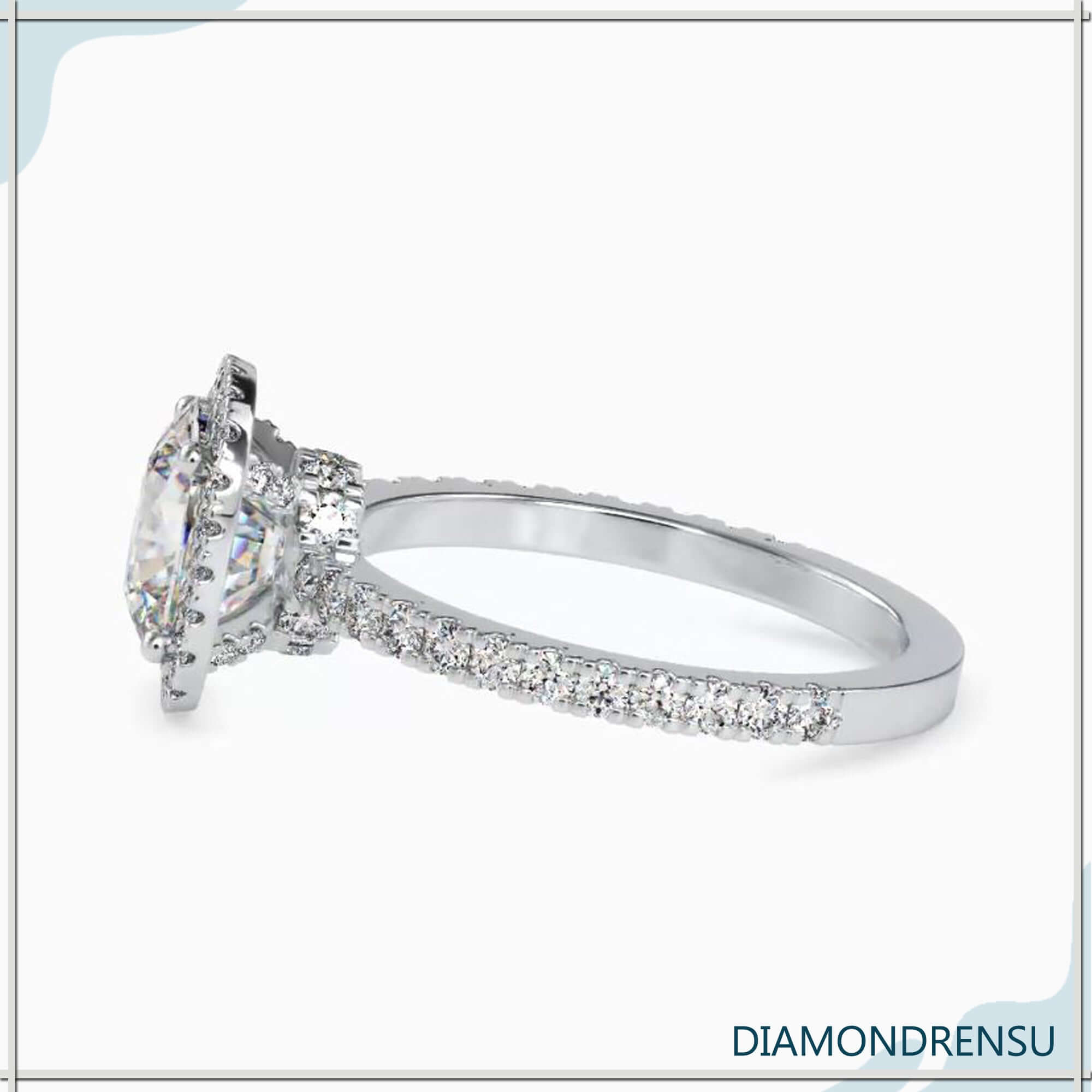 UK diamond ring with round diamond hidden halo.