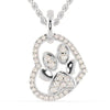 Heart on pendant crafted in white gold with round diamond.