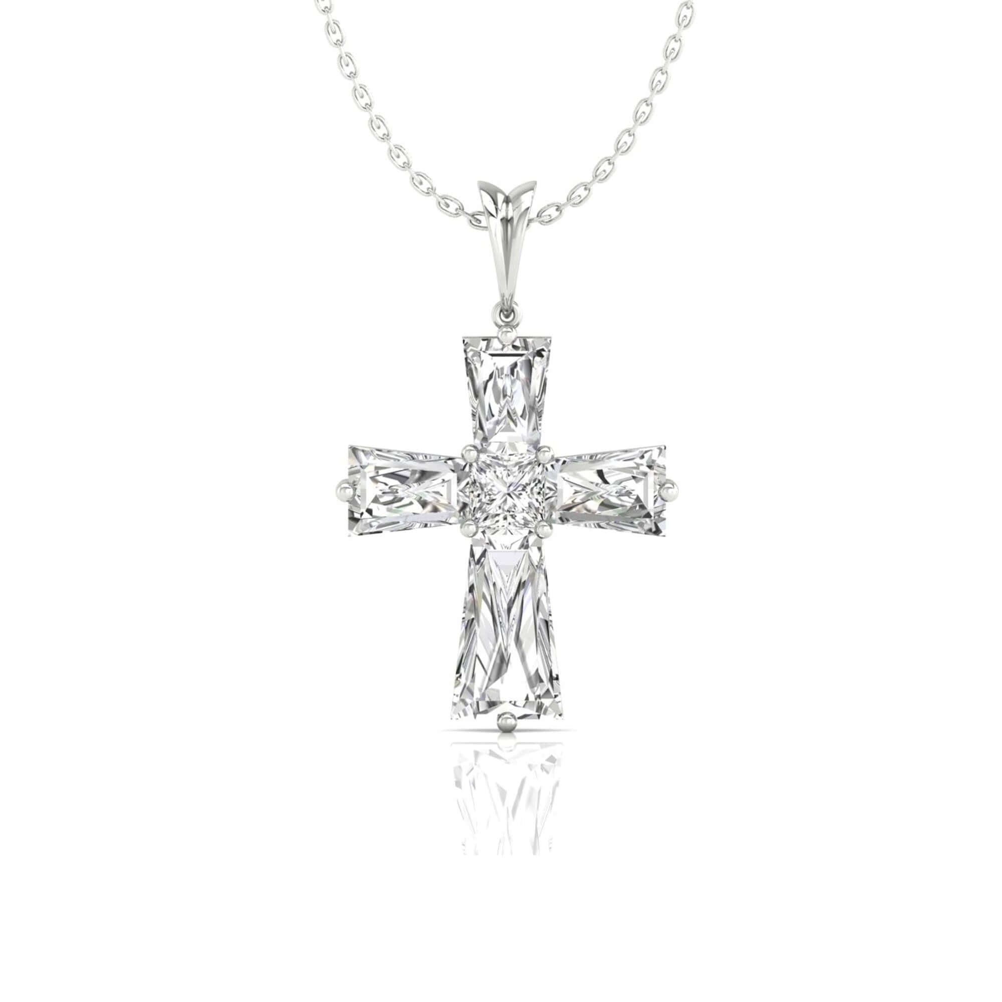 Yellow gold cross pendant with princess cut centrepiece.