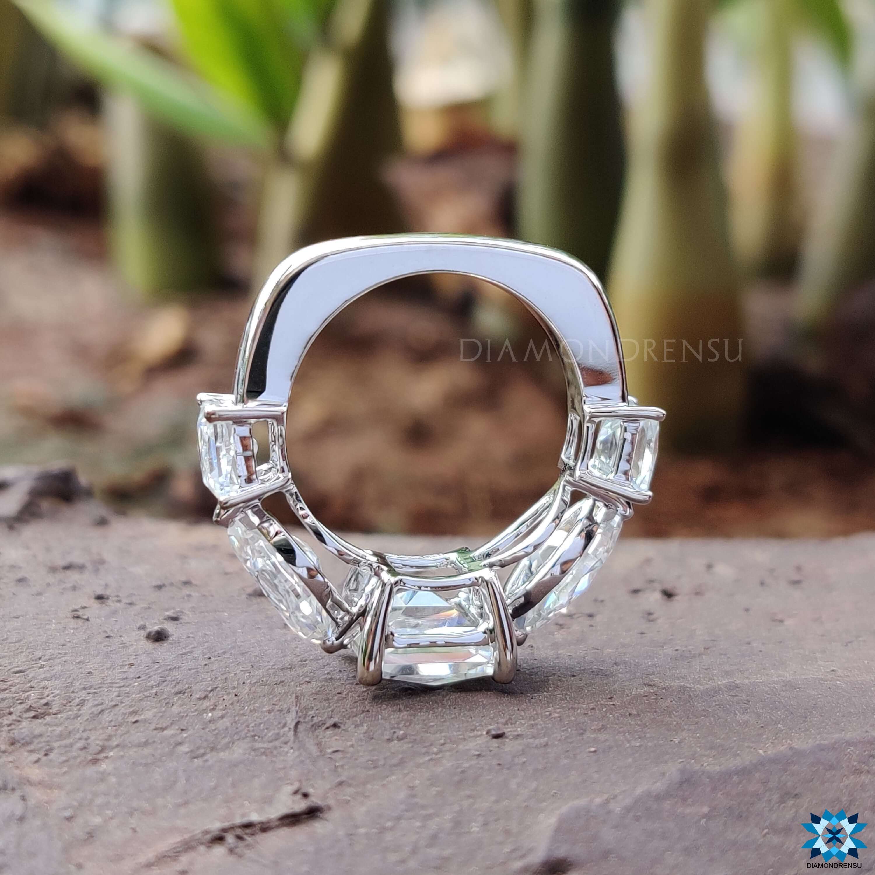 Handmade moissanite ring with prong setting.