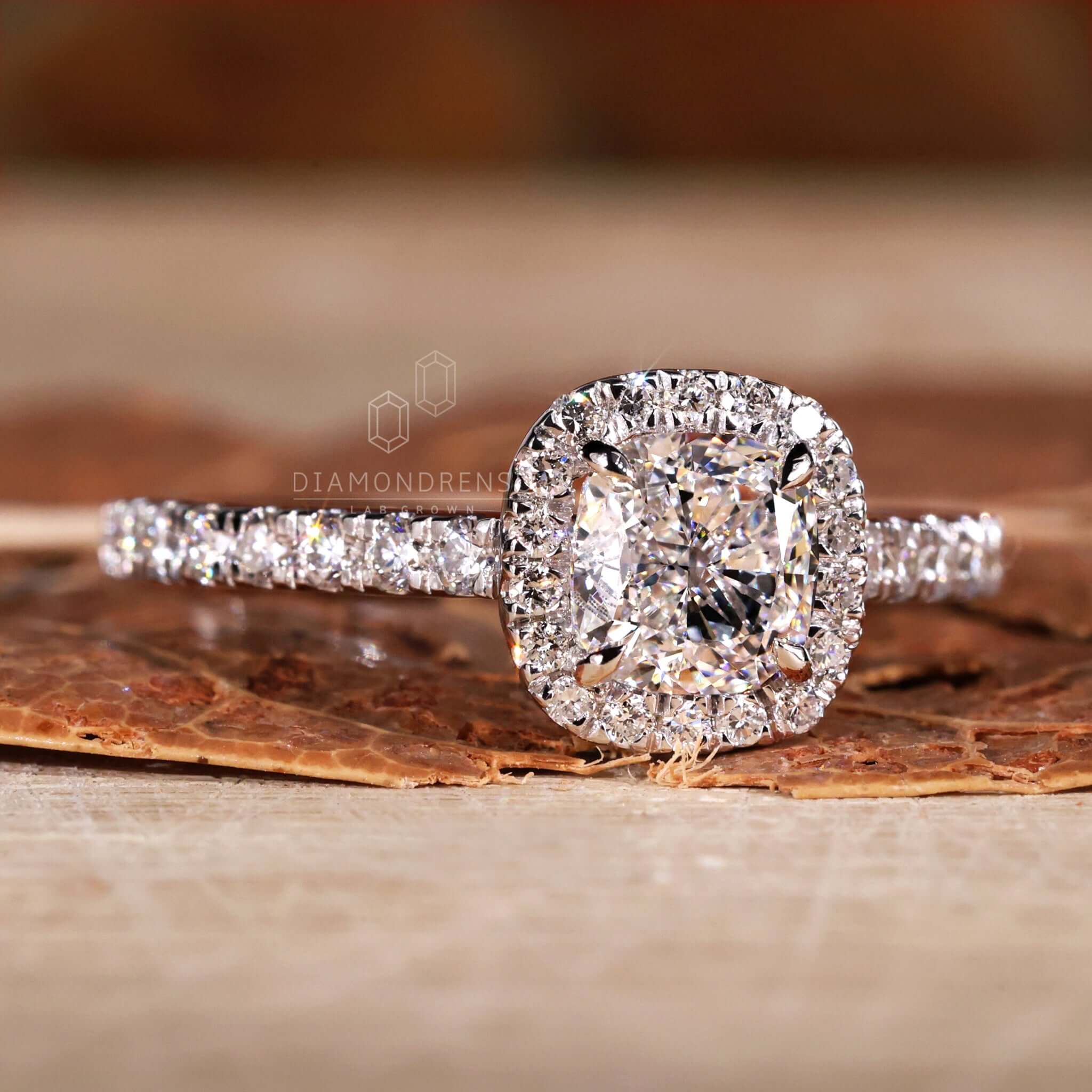 4 prong diamond setting in a handmade ring with cathedral design