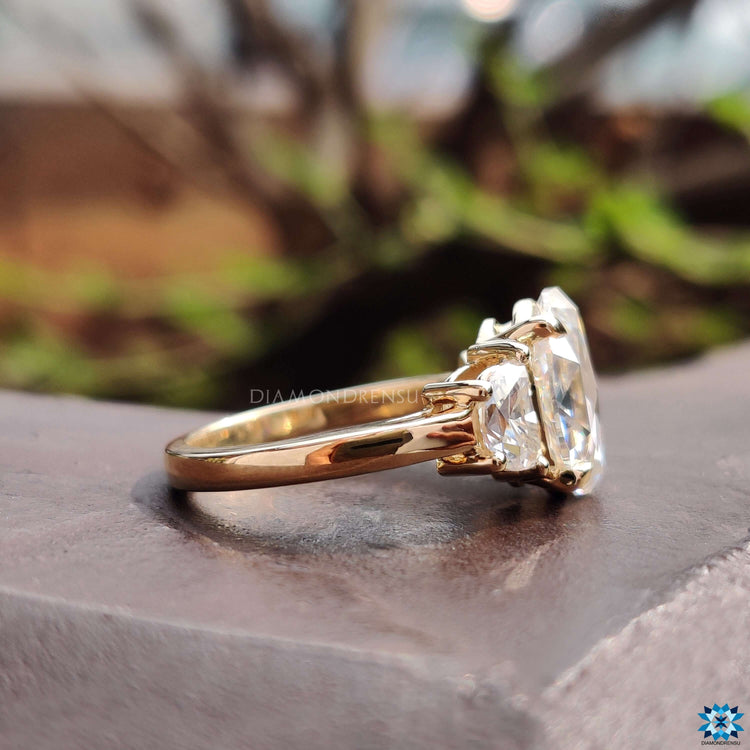 Rose cut moissanite center stone ring.