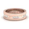 Mens channel set wedding band in white gold with satin finish band.