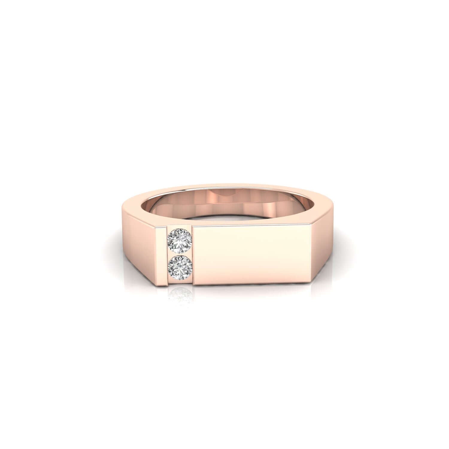 Diamondrensu UK wedding band in rose gold with lab diamond.
