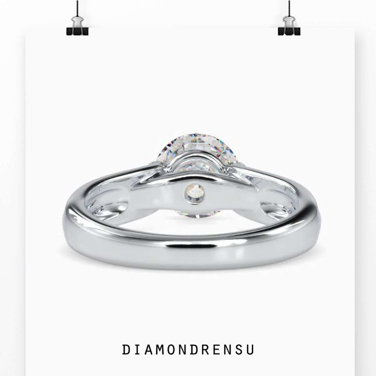 Lab grown diamond ring in rose gold with round solitaire.