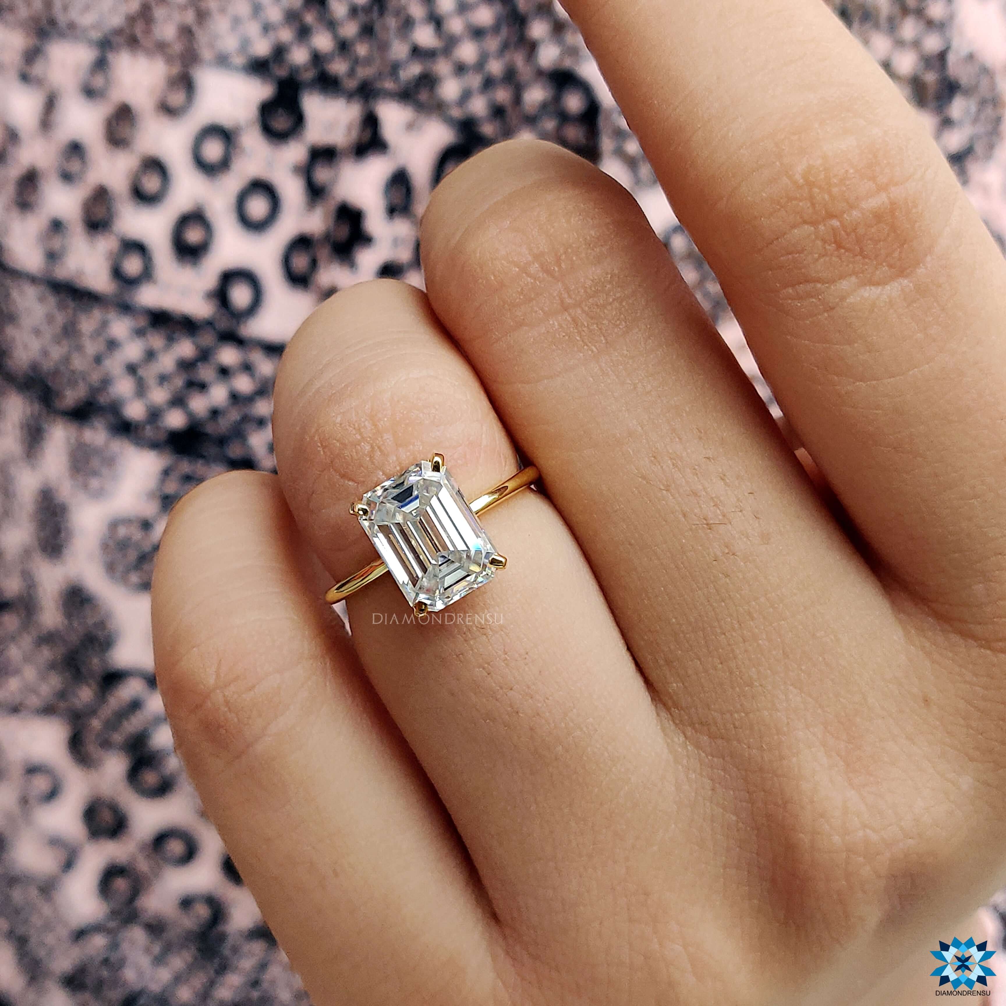 Handmade jewelry emerald cut ring