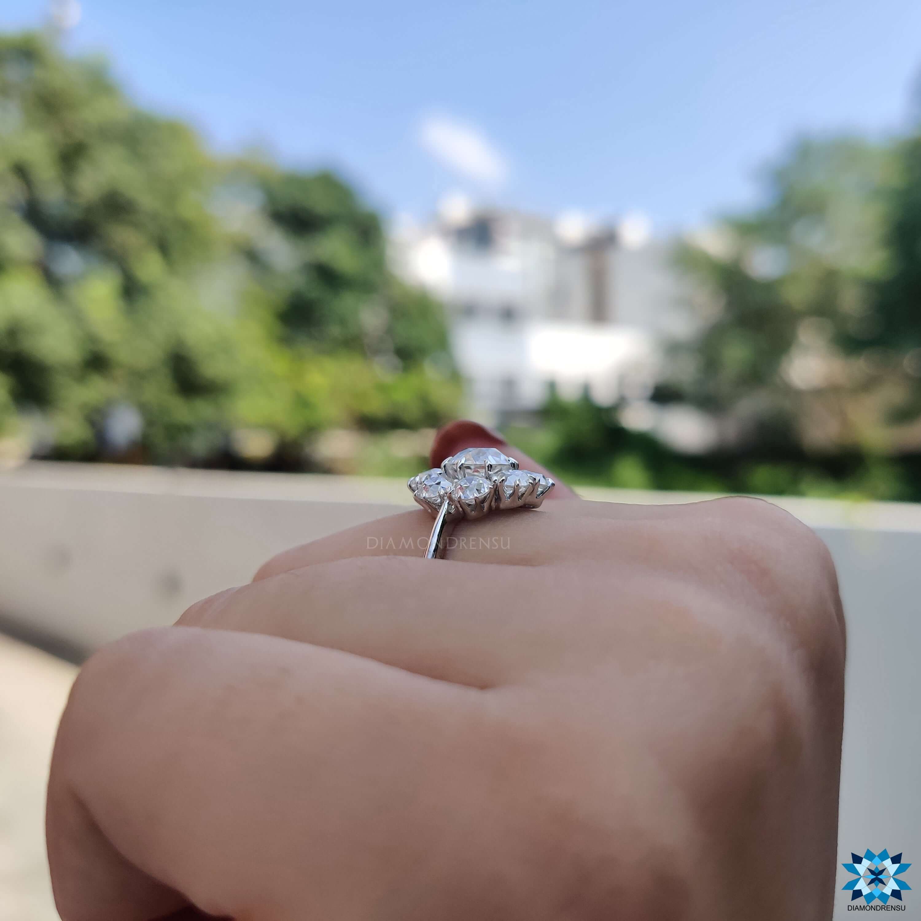 Custom engagement ring with vintage-inspired design.