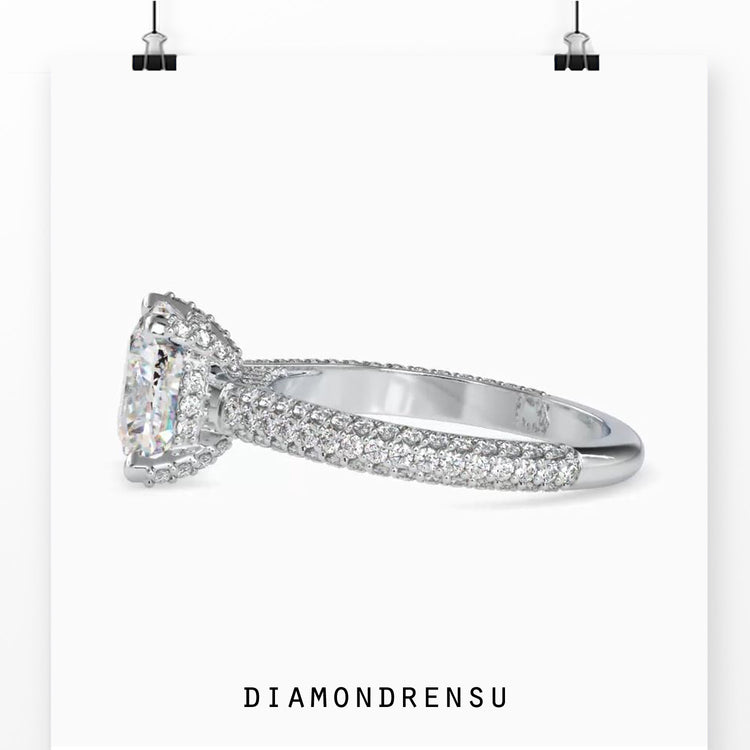 Rose gold engagement ring with IGI certified diamond.