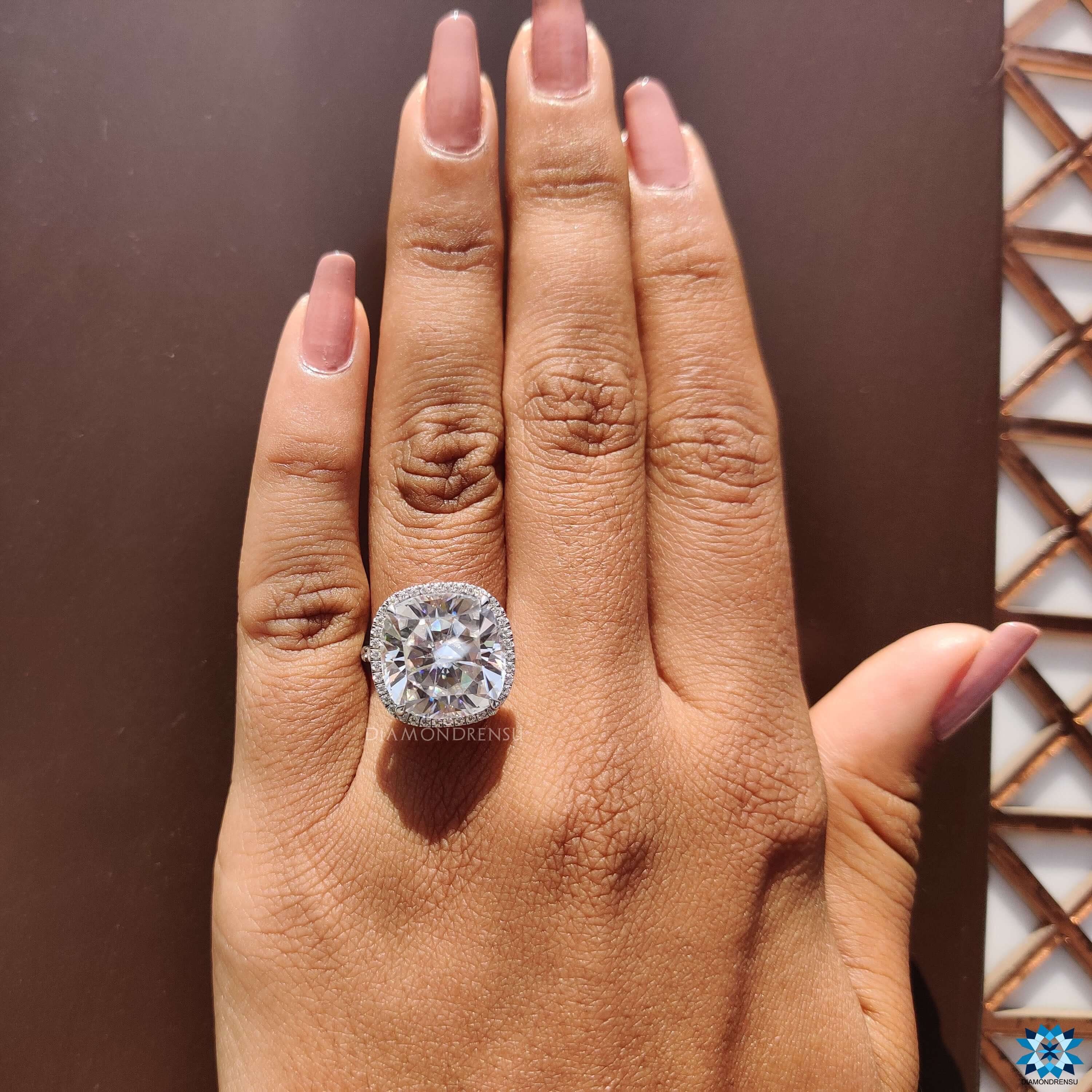 Pave setting ring with round cut pave band.
