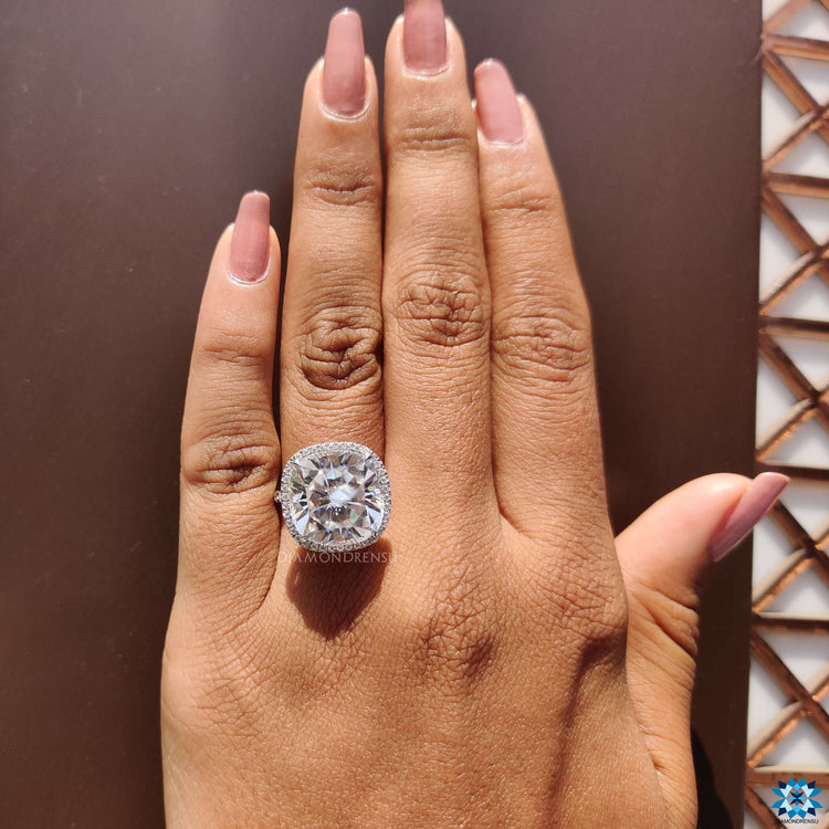 Pave setting ring with round cut pave band.