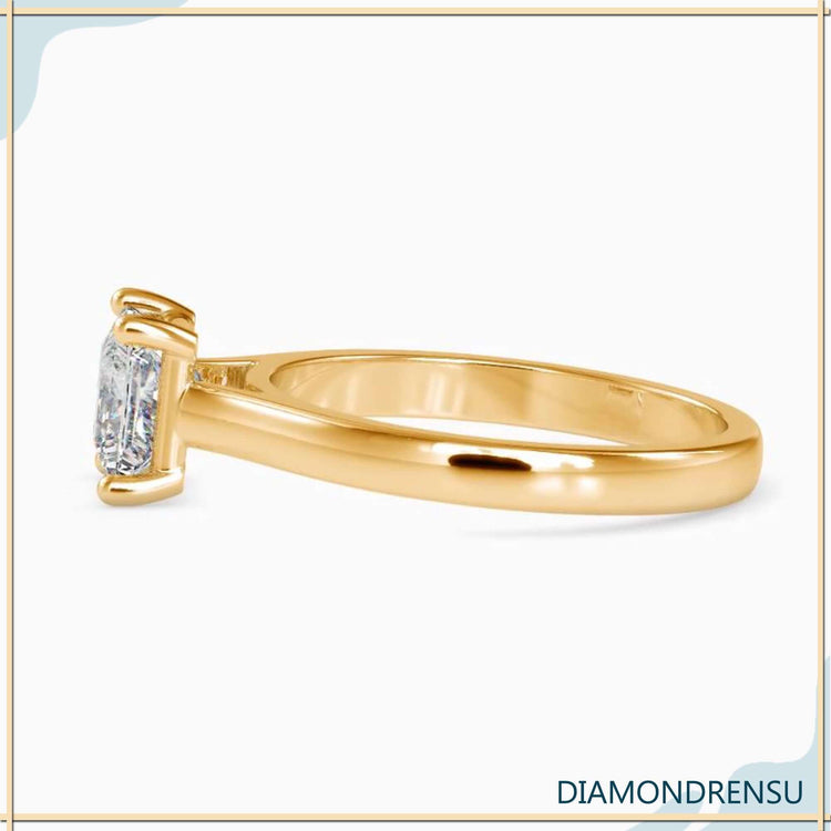 Rose gold princess cut lab diamond ring with custom setting.