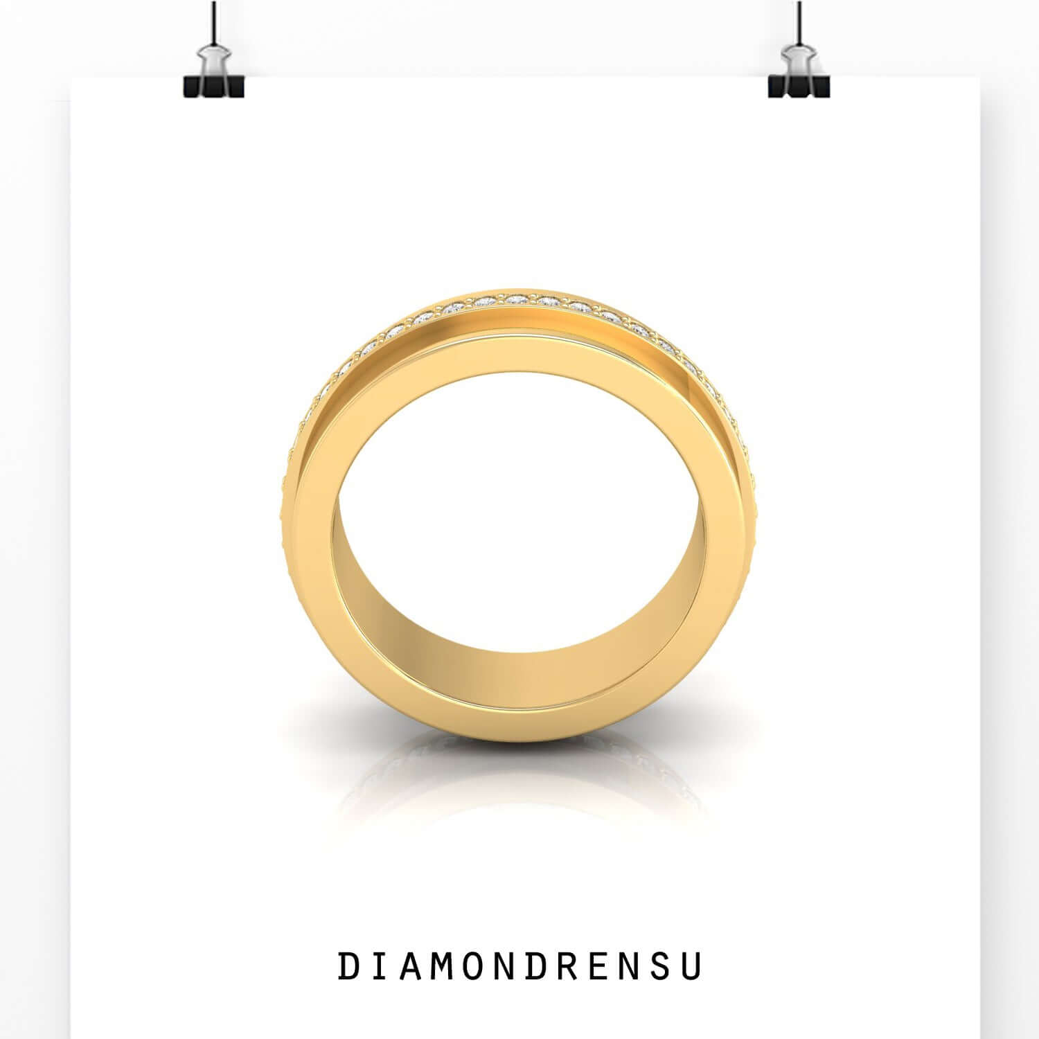 Mens eternity wedding band in classic white gold.