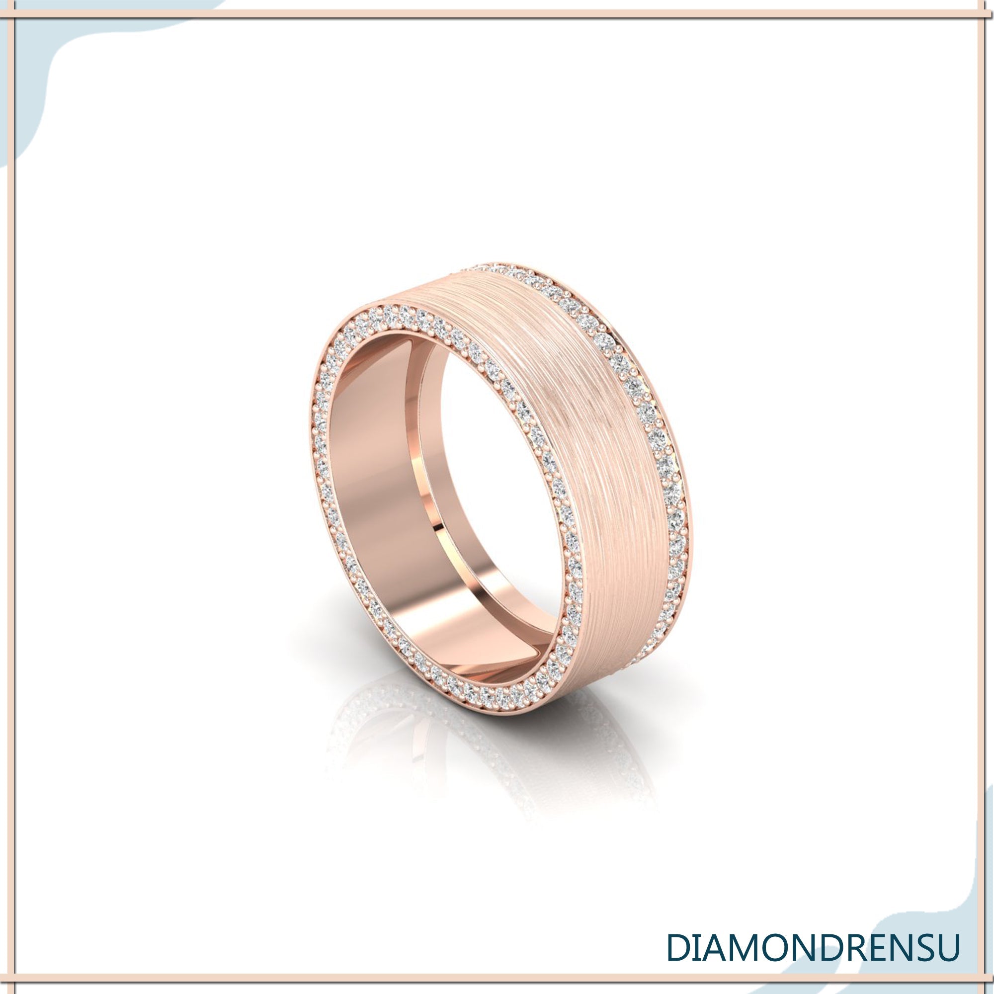 UK wedding band with eternity style and channel set diamond band.