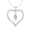 Marquise cut diamond pendant set in a heart shape design.