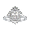 Vintage diamond cluster ring with oval cut centre stone.