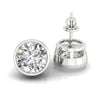 Stud earrings for women featuring round bezel set diamonds.