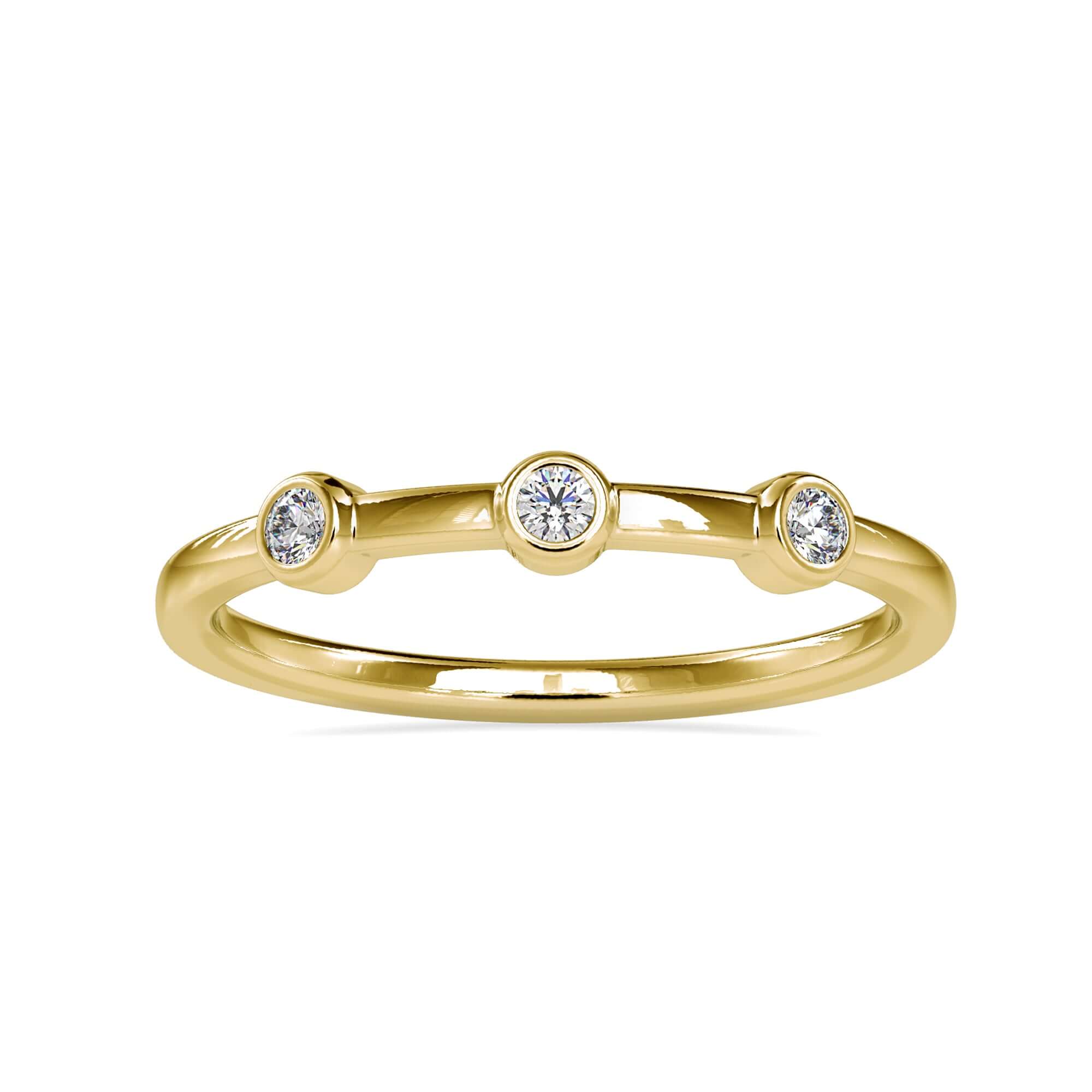 Buy bezel set wedding band in white or rose gold.