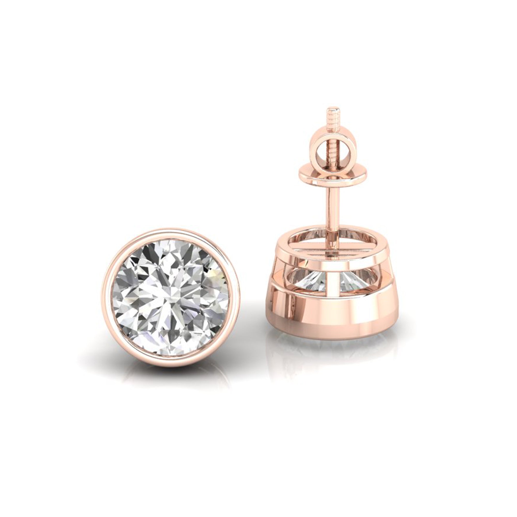 Classic round diamond bezel set earrings by Diamondrensu UK.