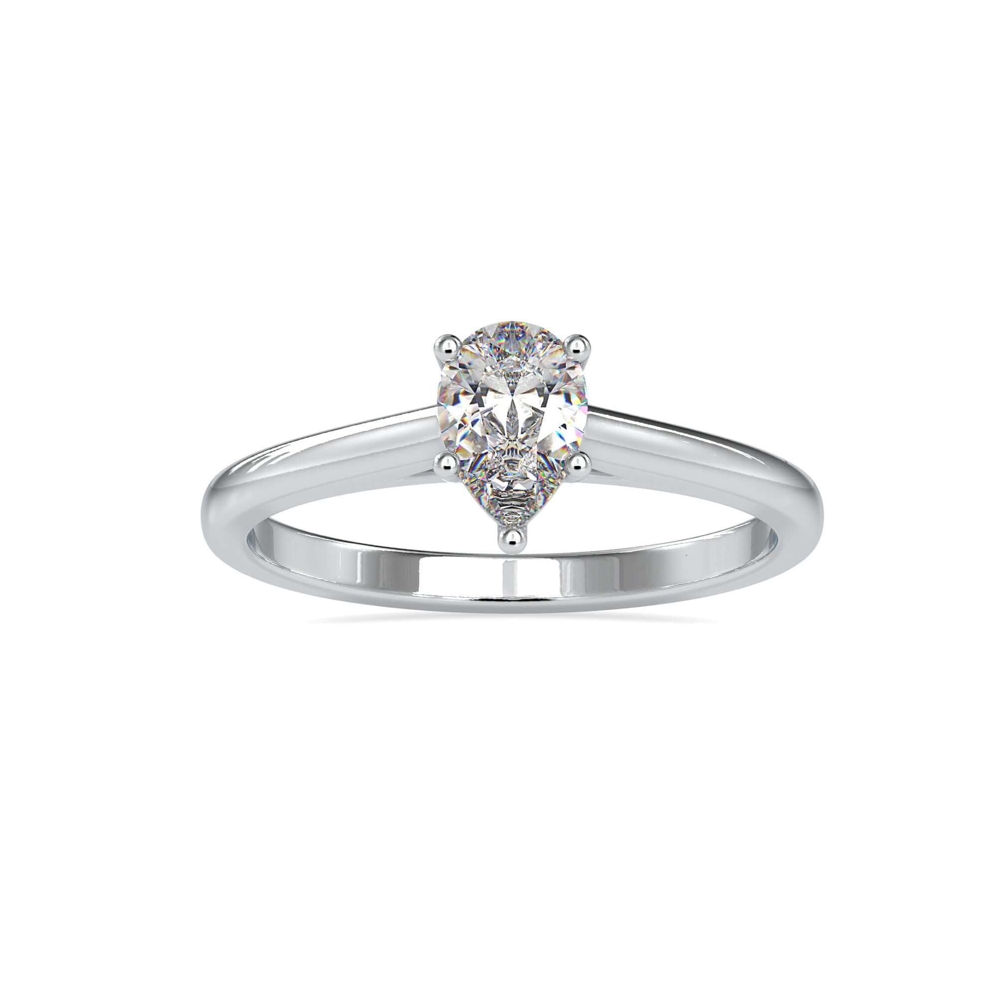 Designer pear diamond ring in rose, yellow, or white gold.