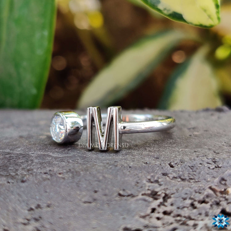 Classic white gold moissanite ring, perfect for any occasion.