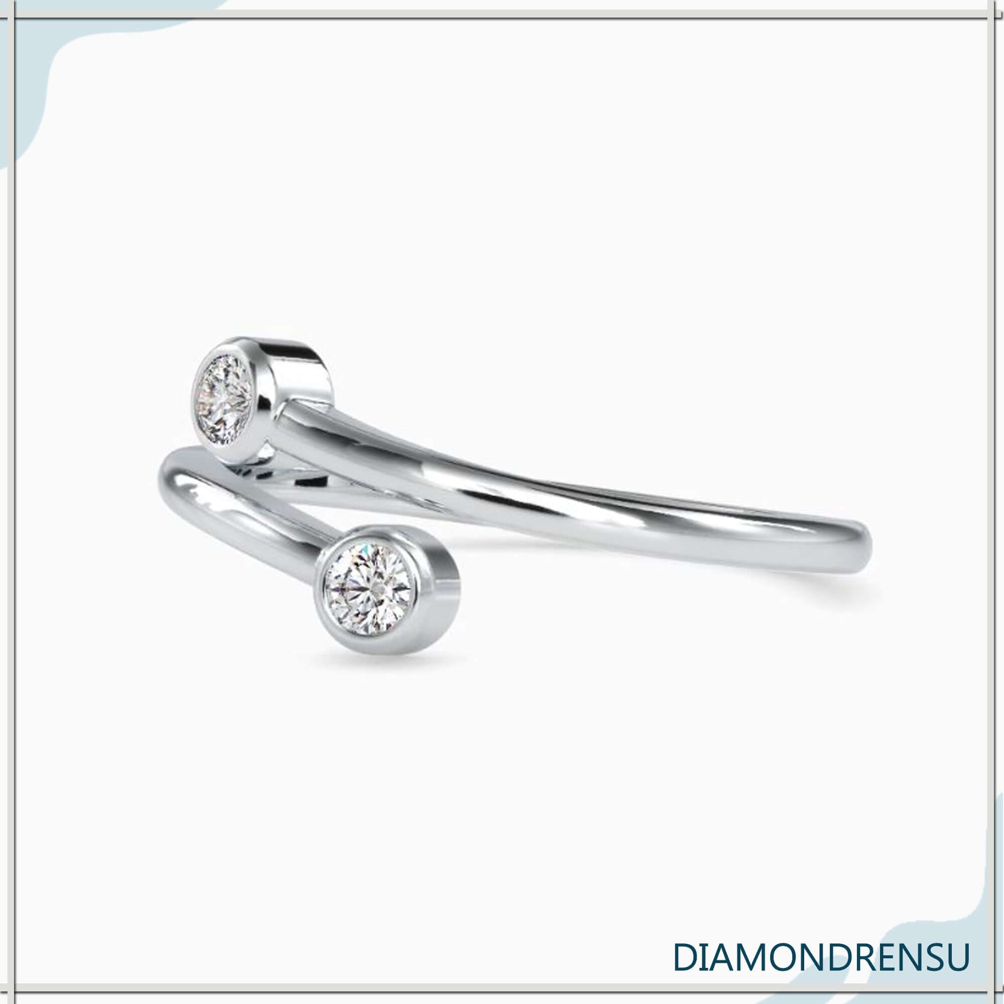 Custom wedding ring with round cut open gap design.