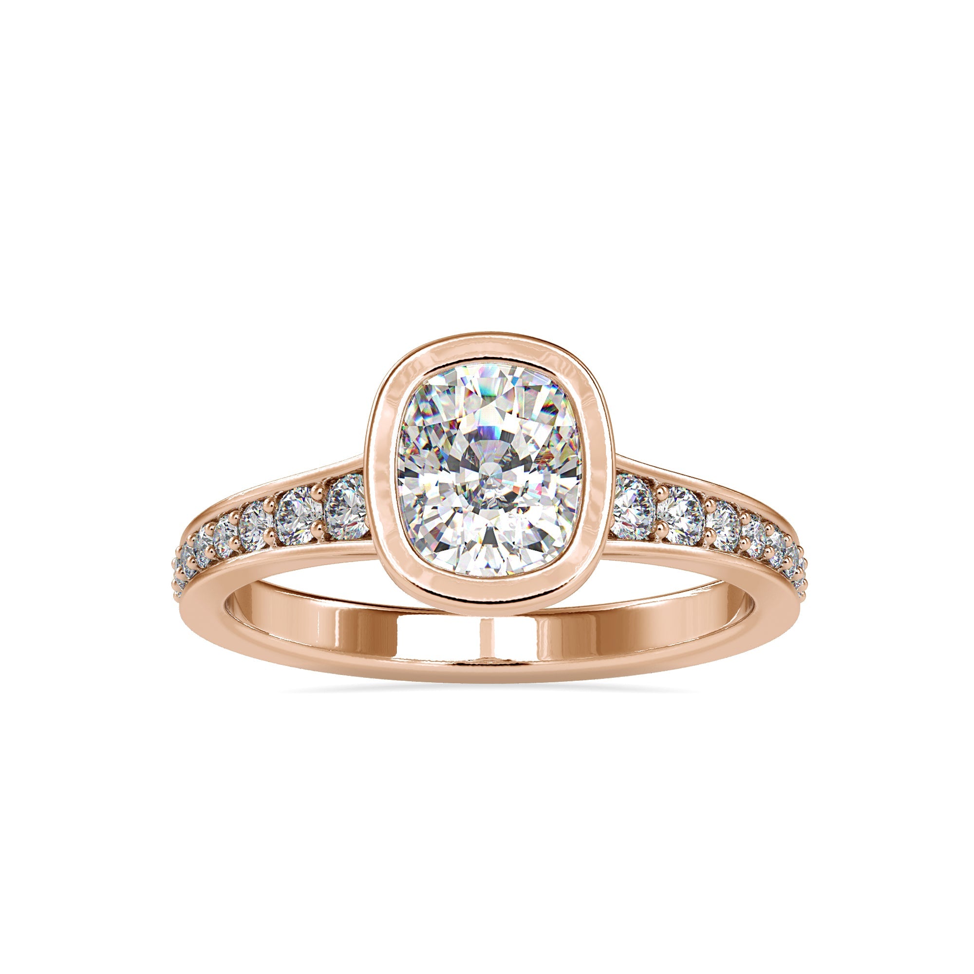 Designer ring with lab grown diamond and pave band.