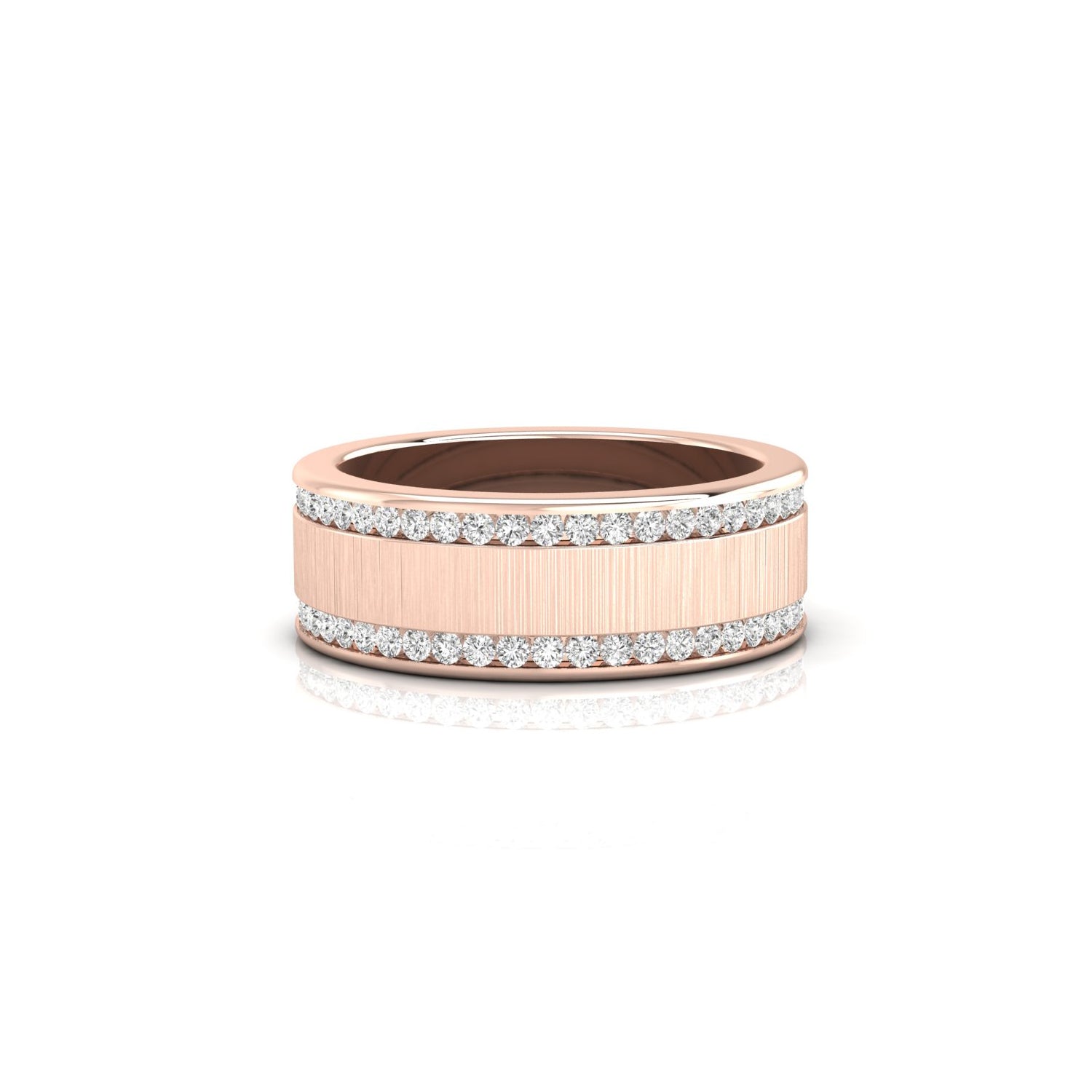 UK wedding band with satin finish and eternity band for men.